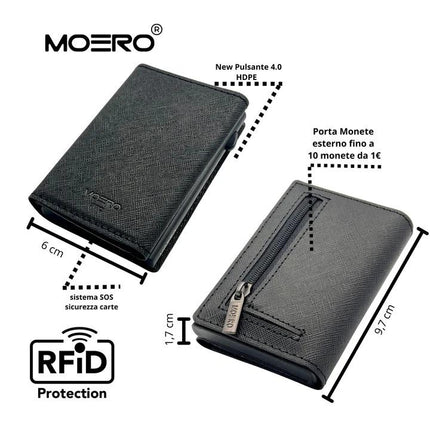Moero Pro Saffiano Black Zip Portafoglio Slim PRO SAFFIANO BLACK ZIP BLACK Moero 