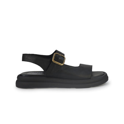 Bueno Sandali Bassi Donna in Pelle Nera - MARIO SPATARELLA