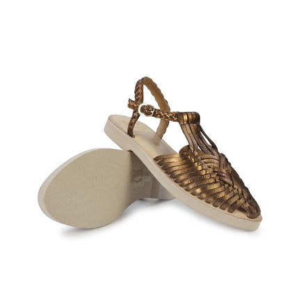Huarache Sandalo Donna in Pelle Laminata Bronzo - MARIO SPATARELLA