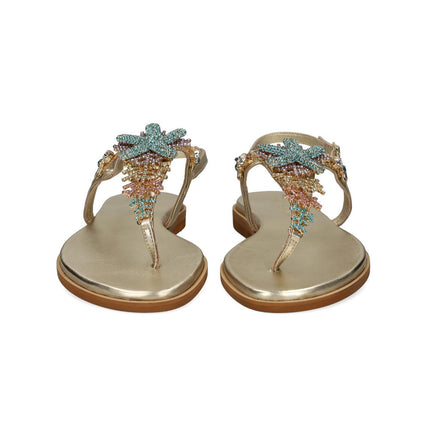 Tsakiris Mallas Infradito Flat Gioiello in Pelle Platino 522 LORIS GOLD Tsakiris Mallas 