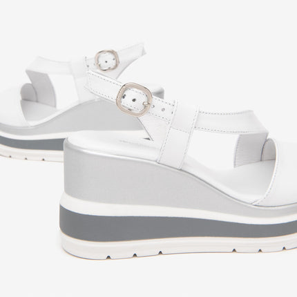 Nero Giardini Sandali Donna con Zeppa in Pelle Bianca E513520D BIANCO 707 Nero Giardini 