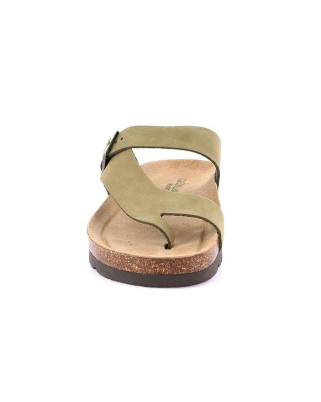 Grunland Sandali Infradito Donna Plantare Sughero in Nabuk Oliva CB0327 HOLA OLIVA Grunland 