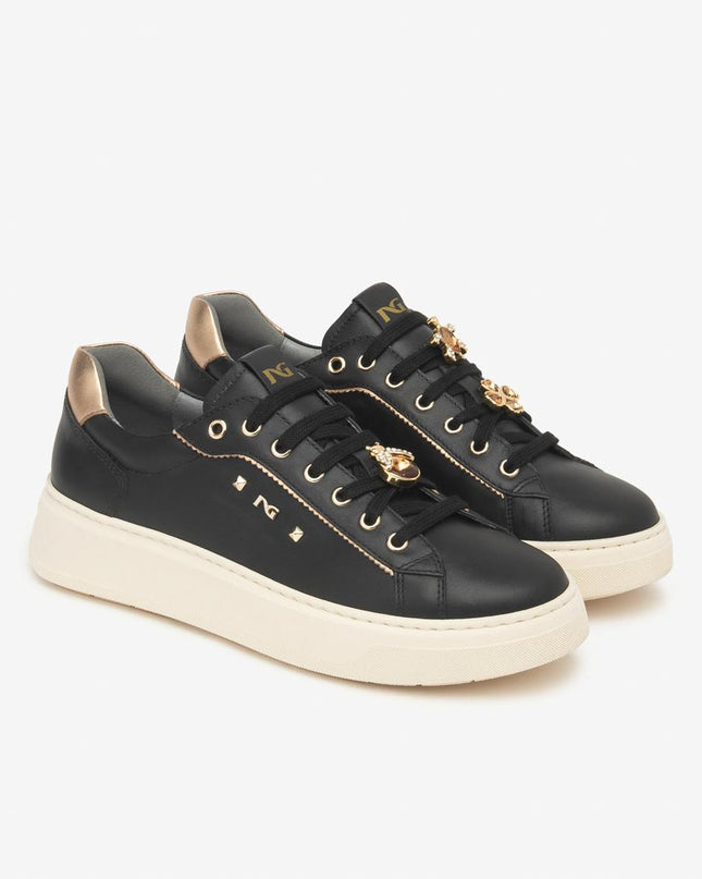 Nero Giardini Sneakers Donna con Charms in Pelle Laminata Nero I514170D NERO 100 Nero Giardini 