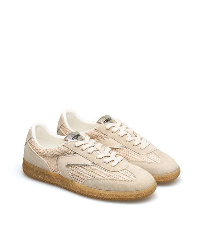 Verbenas Sneakers Bassa Donna in Pelle e Tessuto Beige - MARIO SPATARELLA