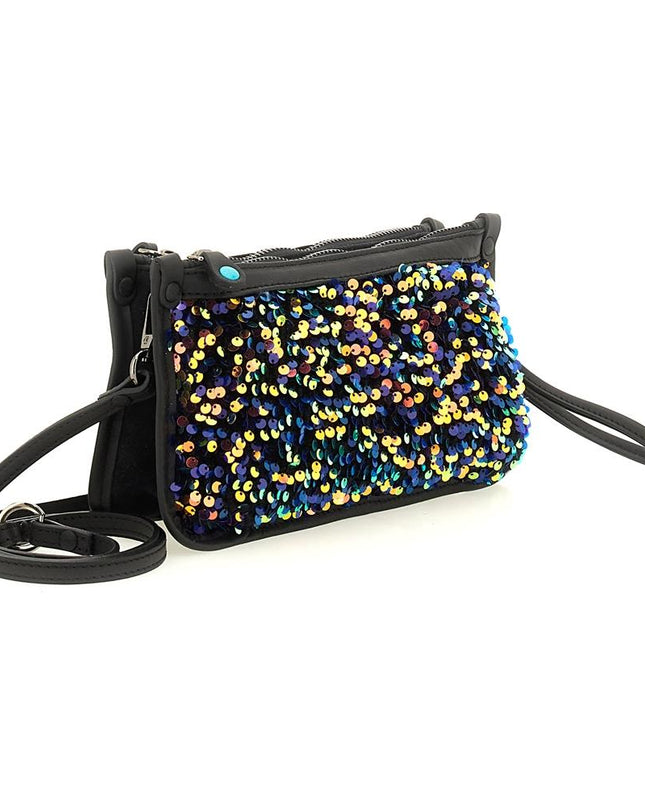 Gabs Borsetta in Pelle e Paillettes Disco Nero con Tracolla BELLA TG S DISCO Gabs 