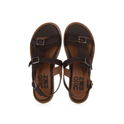 Bueno Sandali Flat Bassi Donna in Camoscio Testa di Moro G1507 BROWN Bueno 