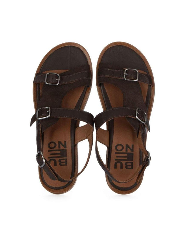 Bueno Sandali Flat Bassi Donna in Camoscio Testa di Moro G1507 BROWN Bueno 