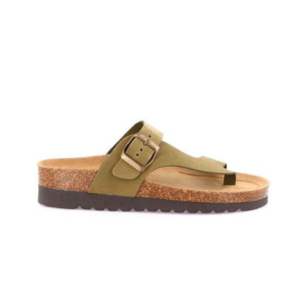 Grunland Sandalo Plantare Infradito Sughero Bio Donna in Nabuk Verde Oliva CB0327 HOLA VERDE Grunland 