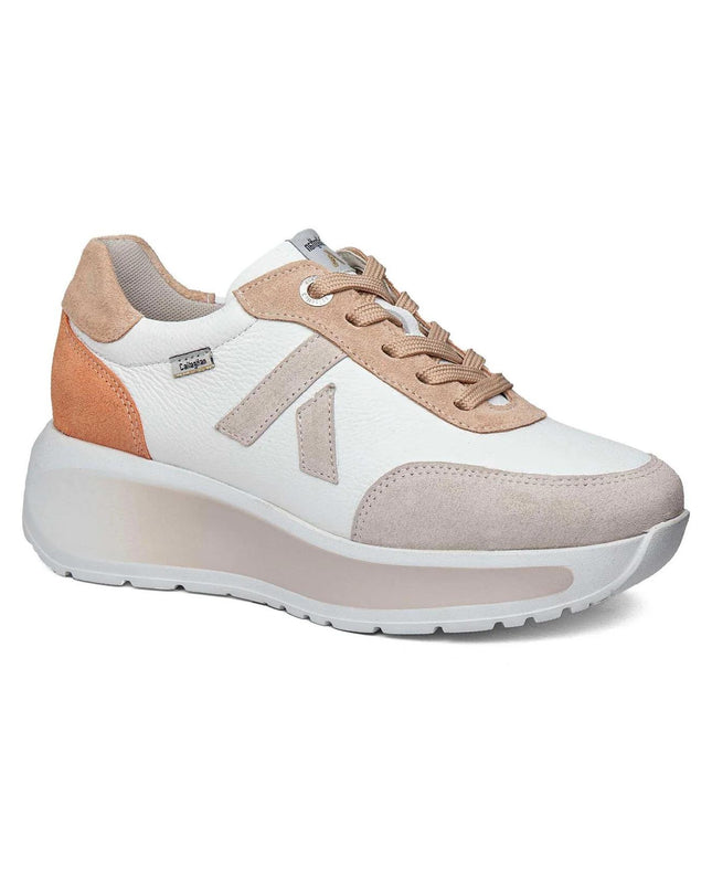 Callaghan Sneakers Donna con Zeppa in Pelle e Camoscio Bianco Pesca 61605 GRACE PINK Callaghan 
