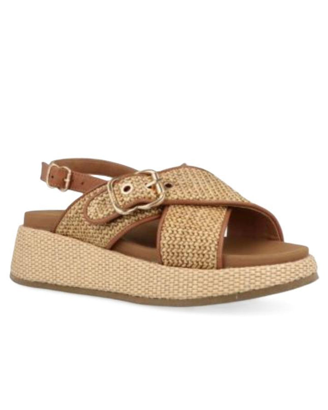 Jeep Sandalo Donna con Zeppa in Tessuto Verde Beige Multi KARINA CROSS NATURAL Jeep Footwear 
