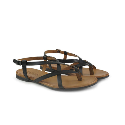 Vueva Sandali Infradito Flat Donna in Pelle Nero WD133R38 BLACK Vueva 