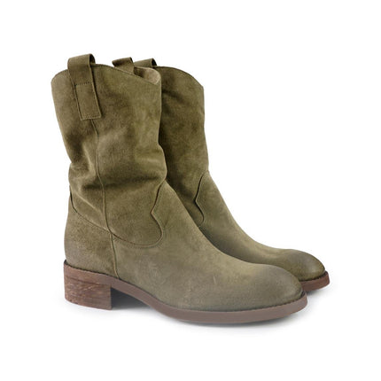 Stivaletti Donna Basso Tubolare in Camoscio Taupe - MARIO SPATARELLA