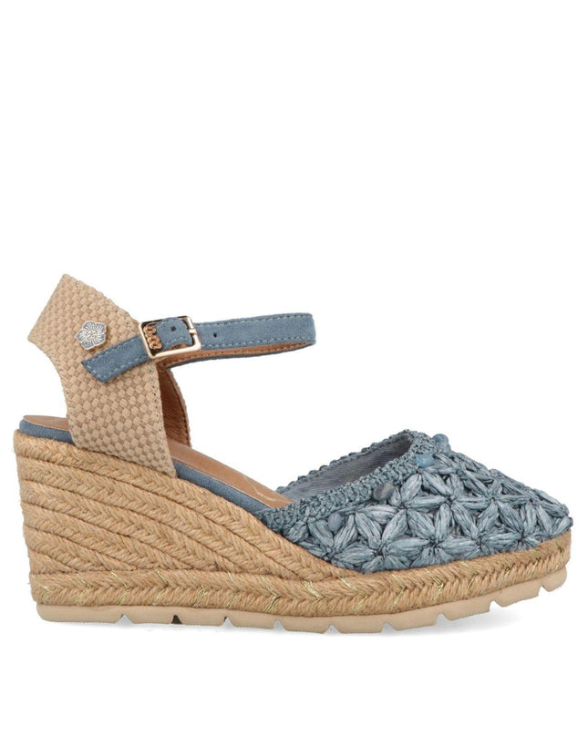 O-Joo Espadrillas Donna con Zeppa in Tessuto Blu GERI FLOWER SKY O-JOO 