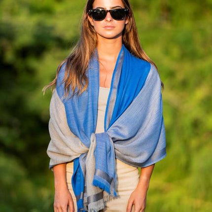 Foulard in Lana Misto Seta Azzurro ASW37F AZUL Colores de Otono 
