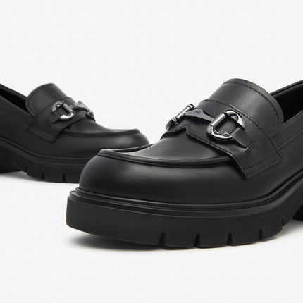Nero Giardini Mocassini Donna con Tacco e Morsetto in Pelle Nera<BR/> I513980D NERO 100 Nero Giardini 