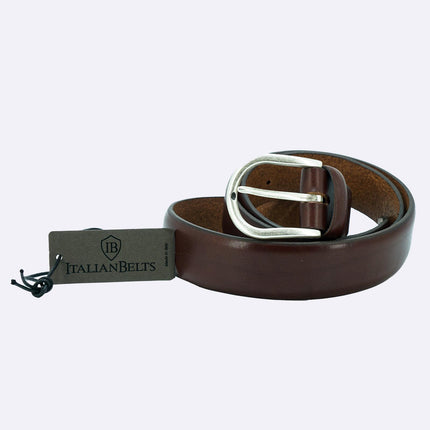 Cintura Uomo in Pelle Cuoio 035.1 ROSSO INGLESE Italian Belts 