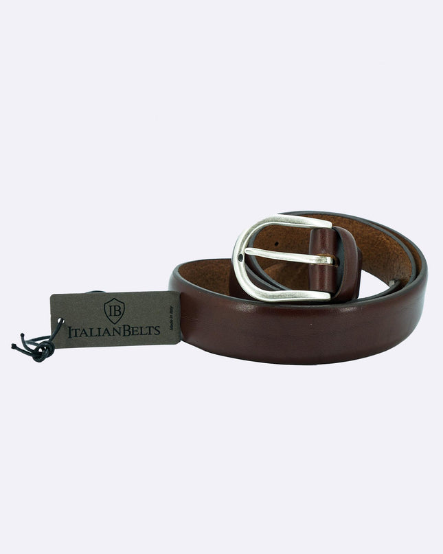 Cintura Uomo in Pelle Cuoio 035.1 ROSSO INGLESE Italian Belts 