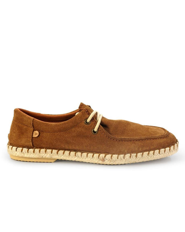 Espadrillas Verbenas Bassa con Lacci da Uomo in Camoscio Cuoio - MARIO SPATARELLA