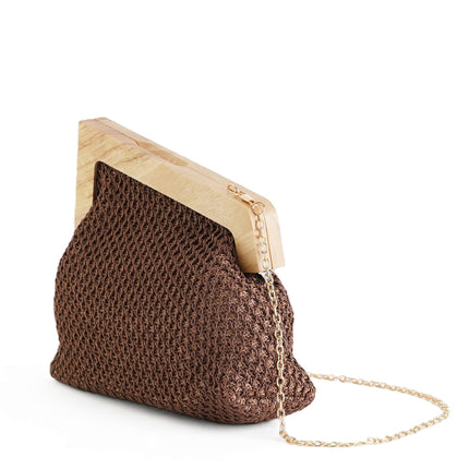 Exe Borsa Clutch Pochette Donna a Mano e Tracolla in Tessuto Marrone - MARIO SPATARELLA