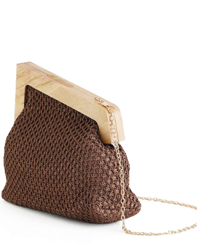 Exe Borsa Clutch Pochette Donna a Mano e Tracolla in Tessuto Marrone - MARIO SPATARELLA