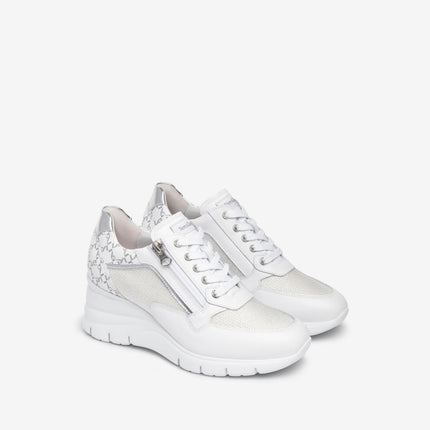 Nero Giardini Sneakers Donna con Zeppa in Pelle Bianca - MARIO SPATARELLA