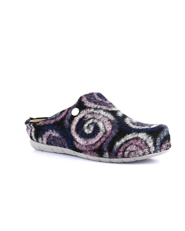 Pantofole Donna con Zeppa in Lana Fantasia Nero CI2963 PRAU NERO Grunland 
