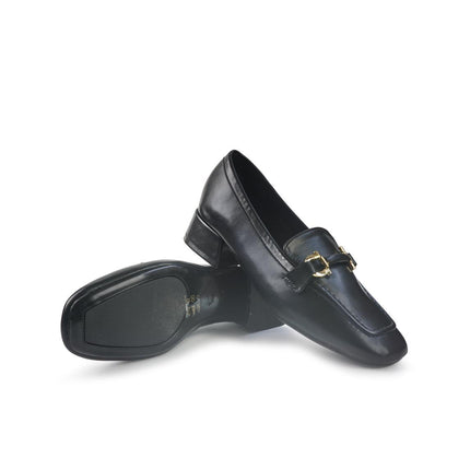 Mocassini Donna con Tacco e Morsetto in Pelle Nero YD05-12A BLACK ClaudV 