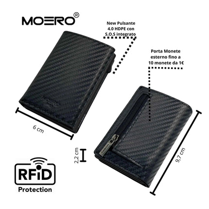 Moero Pro Plus Carbon Black Zip Portafoglio Slim - MARIO SPATARELLA