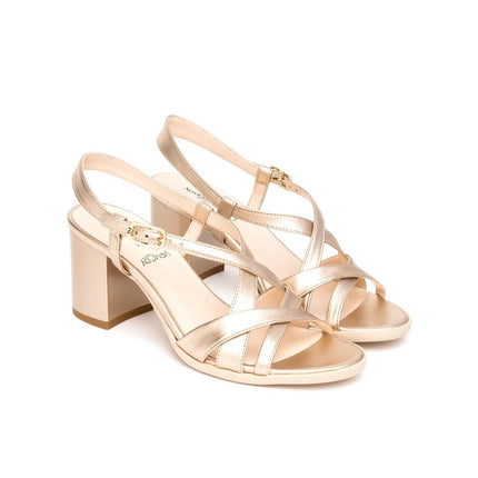 Nero Giardini Sandali Donna con Tacco in Pelle Laminata Sand - MARIO SPATARELLA