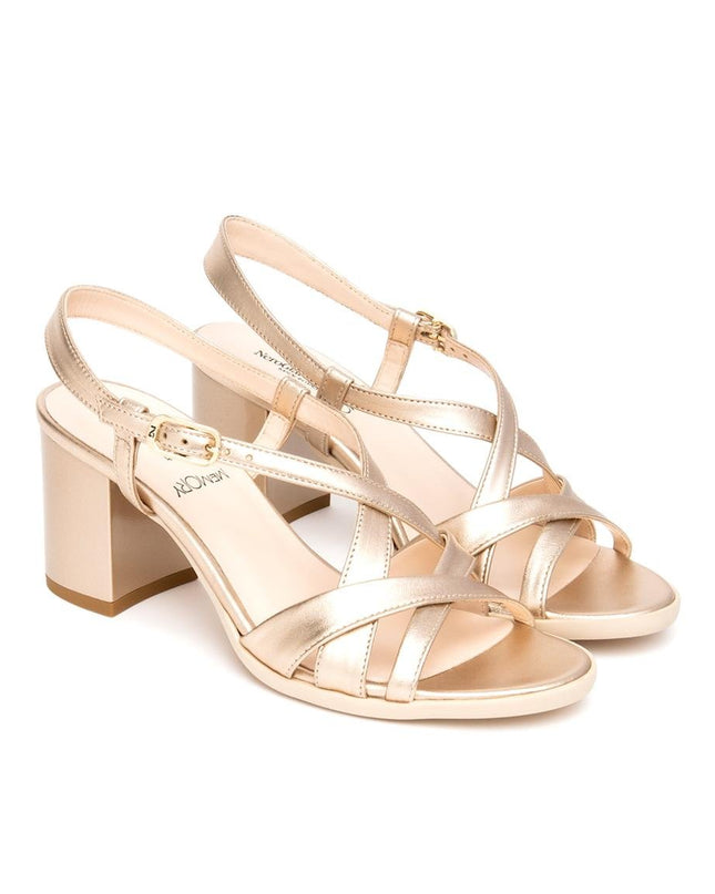 Nero Giardini Sandali Donna con Tacco in Pelle Laminata Sand - MARIO SPATARELLA