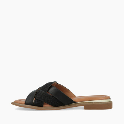 Impronte Sandalo Flat Donna in Tessuto Nero SERENELLA BRAID BLACK Impronte 