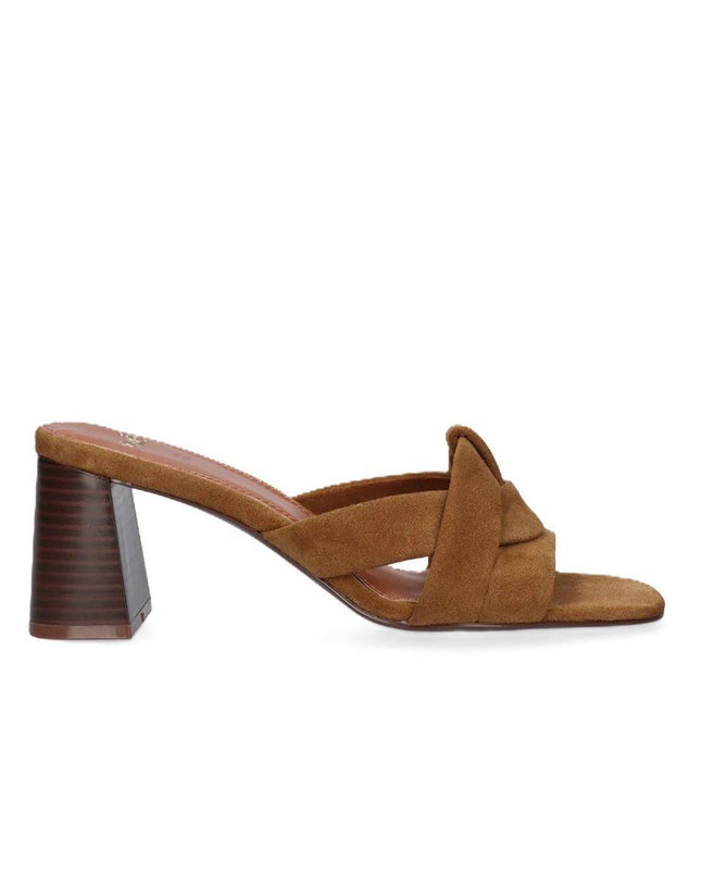 Exe Sandalo Sabot Donna con Tacco Alto in Camoscio Cuoio VENETO 576 TAN Exe 