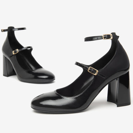 Nero Giardini Mary Jane con Doppio Cinturino in Vernice Nero - MARIO SPATARELLA