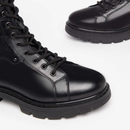 Nero Giardini Stivali Anfibio Donna in Pelle Nero - MARIO SPATARELLA