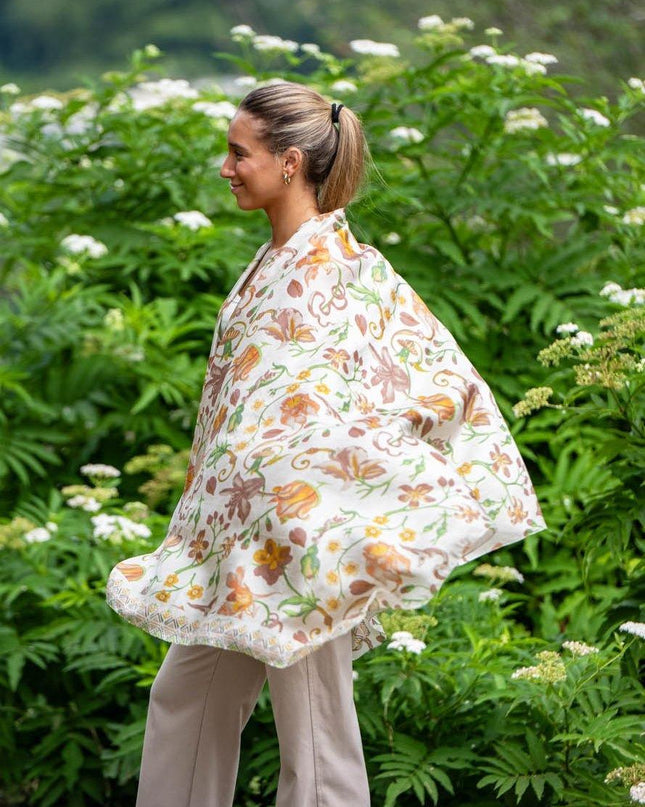 Foulard Pareo in Seta Stampa Marrone ASK278C SILK MARRON Colores de Otono 