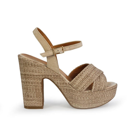 Gianmarco Sorelli Sandalo Donna con Tacco Alto e Plateau in Tessuto Noce - MARIO SPATARELLA