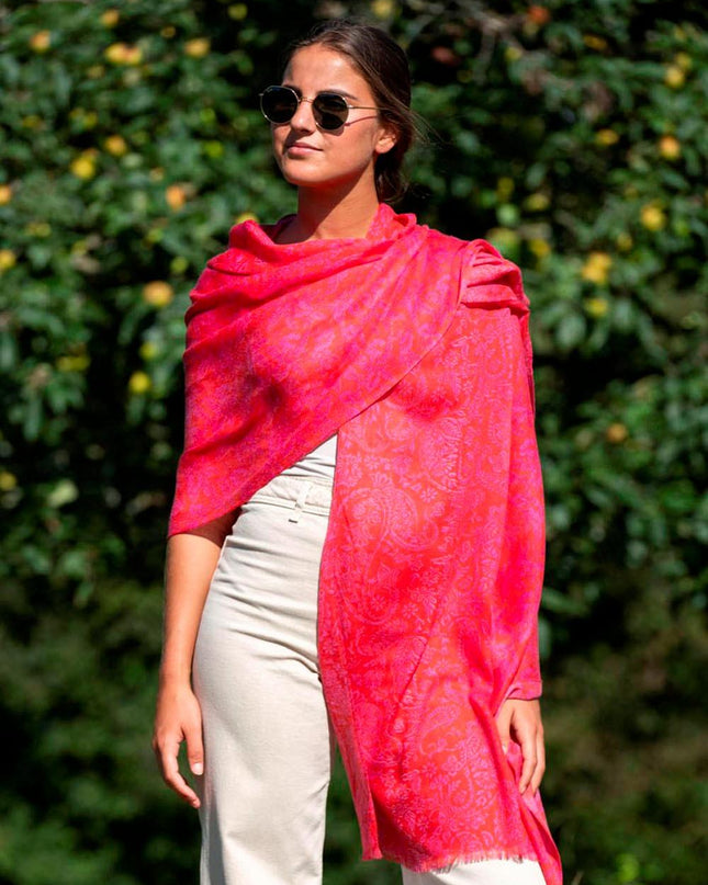 Foulard in Lana Misto Seta Rosso ASW42F ROJO Colores de Otono 