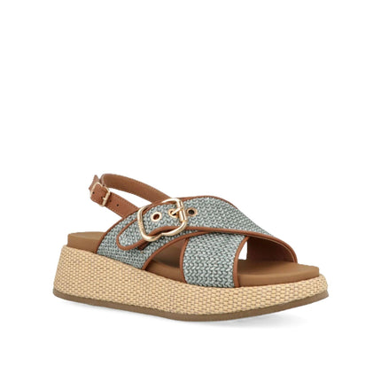 Jeep Sandalo Donna con Zeppa in Tessuto Jeans Multi KARINA CROSS LIGHT BLUE Jeep Footwear 