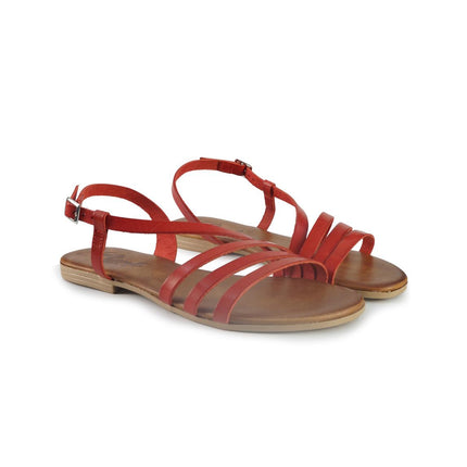 Sandali Bassi Flat Donna Infradito in Pelle Rosso 2764 RED Clanto 