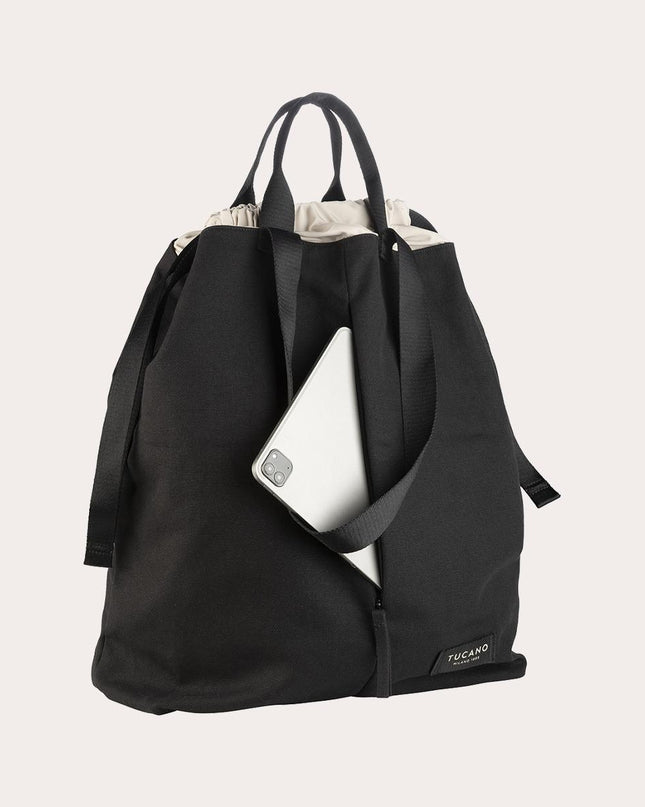 Borsa Shopper Verticale Unisex in Canvas Nero CARRY SHOPPER VERTICALE BLACK Tucano 