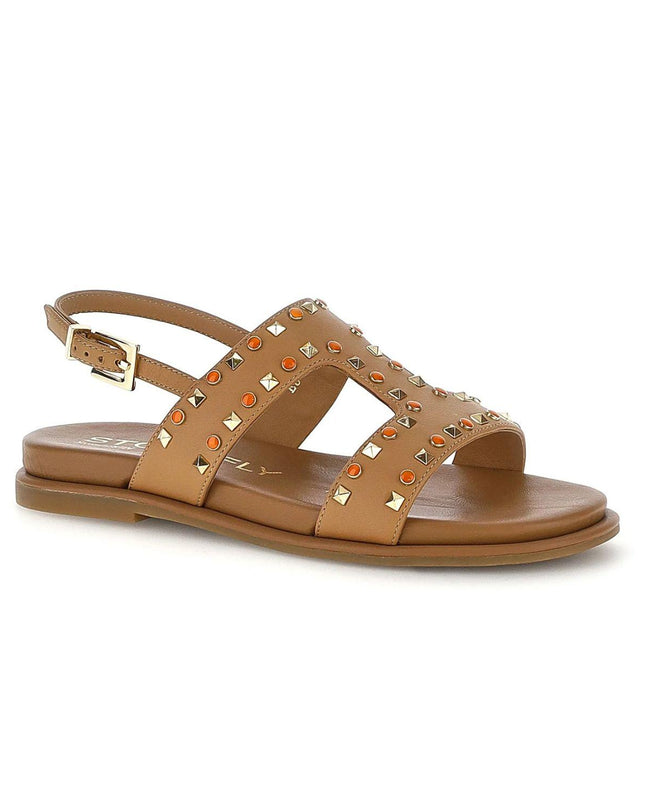 Stonefly Sandalo Donna Basso con Borchie in Pelle Cuoio 223741 GEMMA BROWN Stonefly 