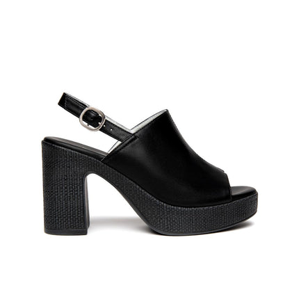 NeroGiardini Sandali Donna con Tacco Alto e Plateau in Pelle Nero - MARIO SPATARELLA