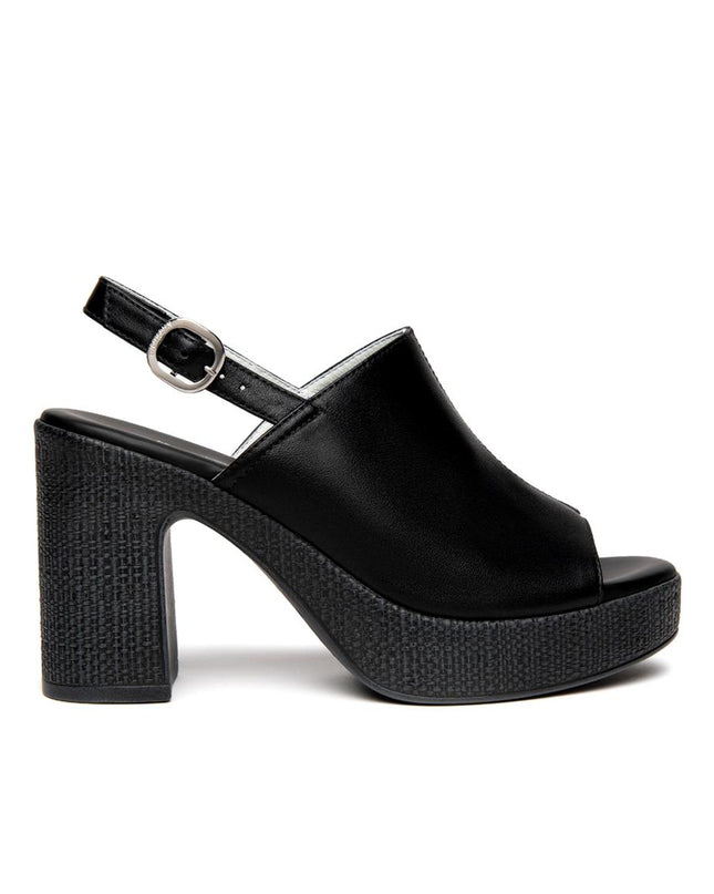 NeroGiardini Sandali Donna con Tacco Alto e Plateau in Pelle Nero - MARIO SPATARELLA