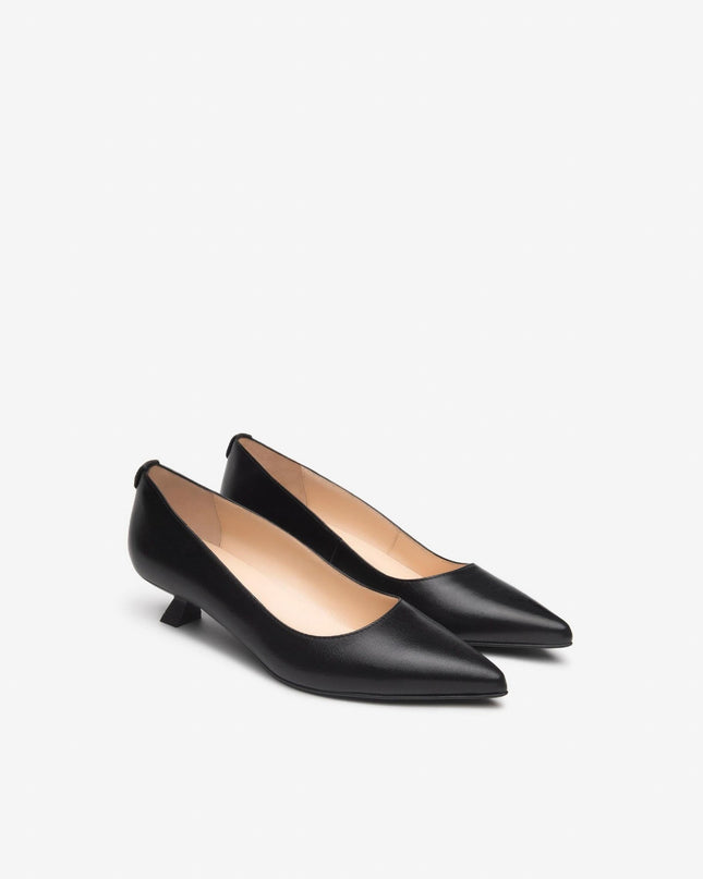 Nero Giardini Decollete a Punta in Pelle Nera Tacco Rocchetto - MARIO SPATARELLA