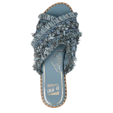 O-Joo Sandalo Flat Donna in Tessuto con Pietre Blu MILEY CROSS SKY O-JOO 