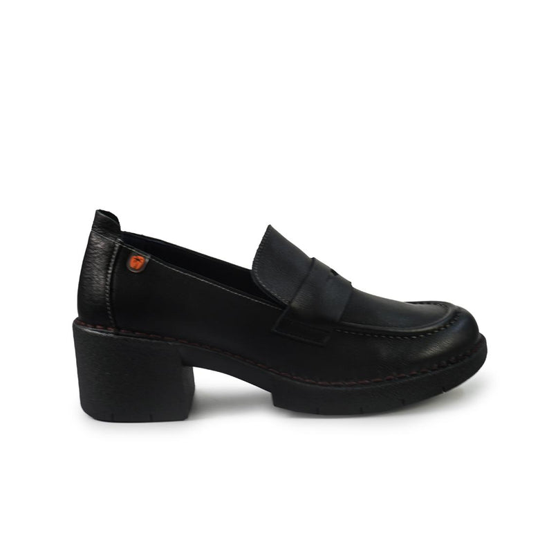 Jungla Mocassini Donna con Tacco in Pelle Nero - MARIO SPATARELLA