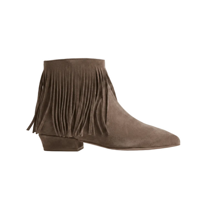 Spatarella Stivaletto Donna Tubolare con Frange in Camoscio Marrone - MARIO SPATARELLA