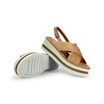 Gianmarco Sorelli Sandalo Donna Platform con Zeppa in Camoscio Beige - MARIO SPATARELLA