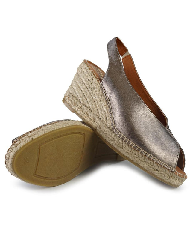 Viguera Espadrillas Alta in Pelle Lminato Fumo 2127 FUMO Viguera 