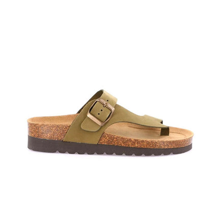 Grunland Sandali Infradito Donna Plantare Sughero in Nabuk Oliva CB0327 HOLA OLIVA Grunland 